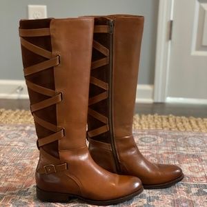 Frye Boots, Jordan Strappy Tall Riding Boot, Brown, Size 7